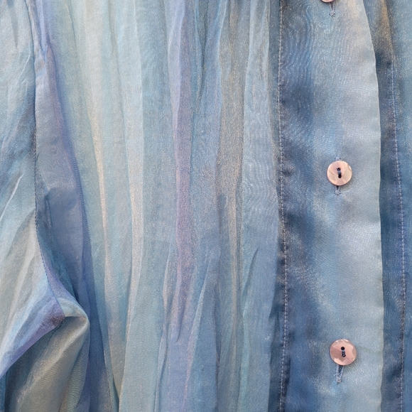 Simon Chang Vintage Organza Ombre Blue Blouse Size 10/12 (Large) - Picture 3 of 5
